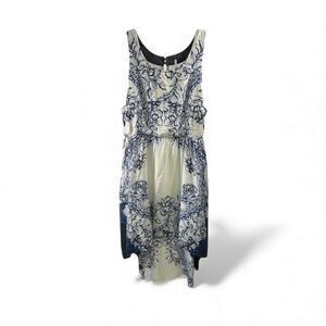 Free People Blue White Floral Lace Back Dress Size S